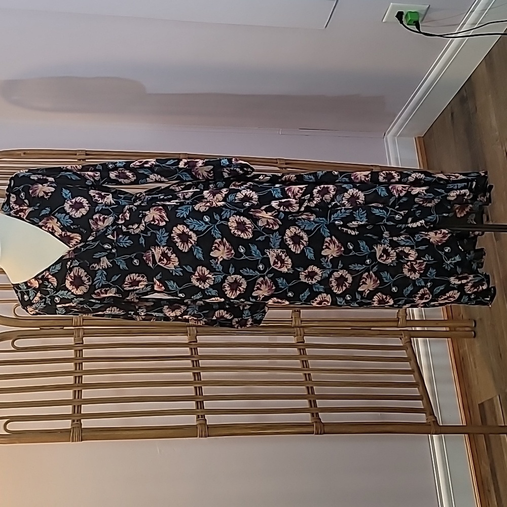 Band of Gypsies floral dress long sleeve size large black blue yellow purple
